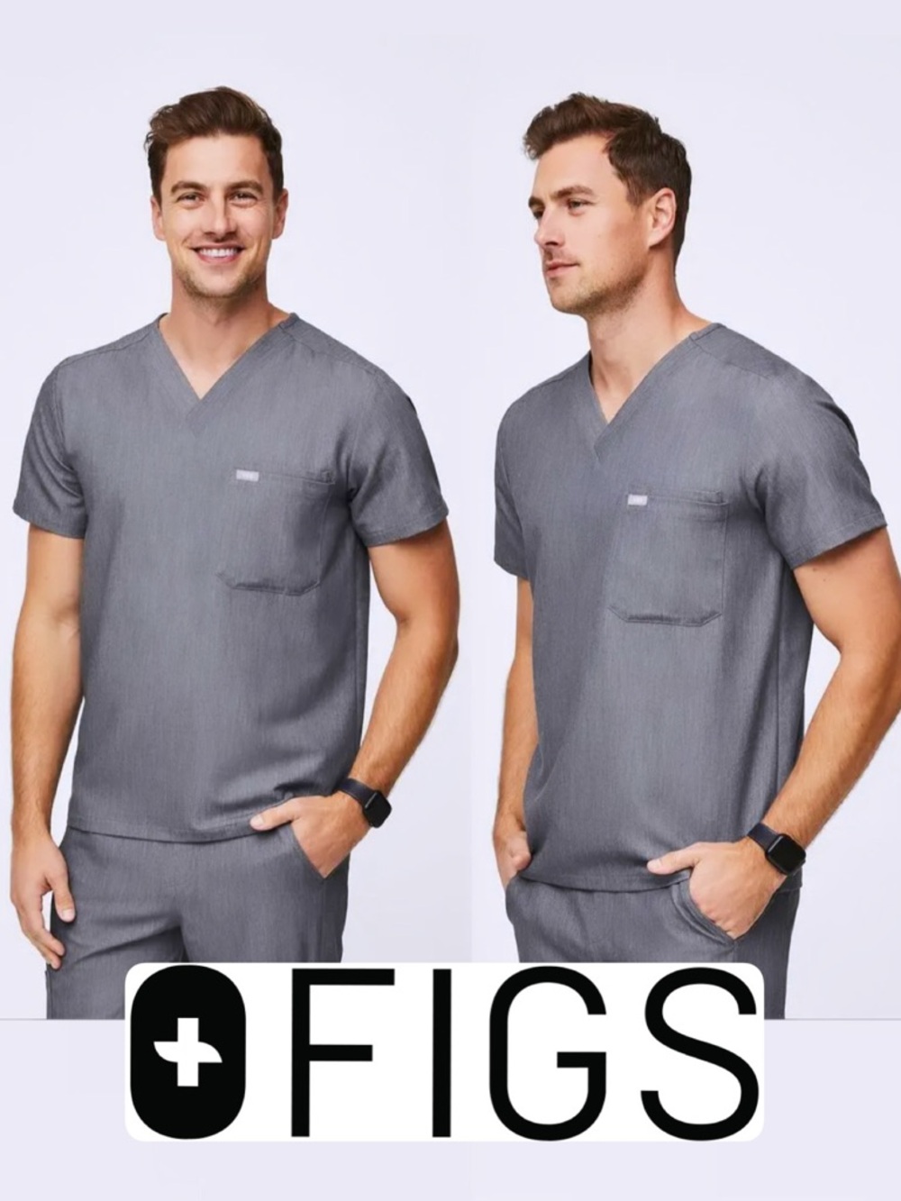 FIGS Leon Two Pocket Top Medical Scrubs in Graphite NWT Sz. M Men’s